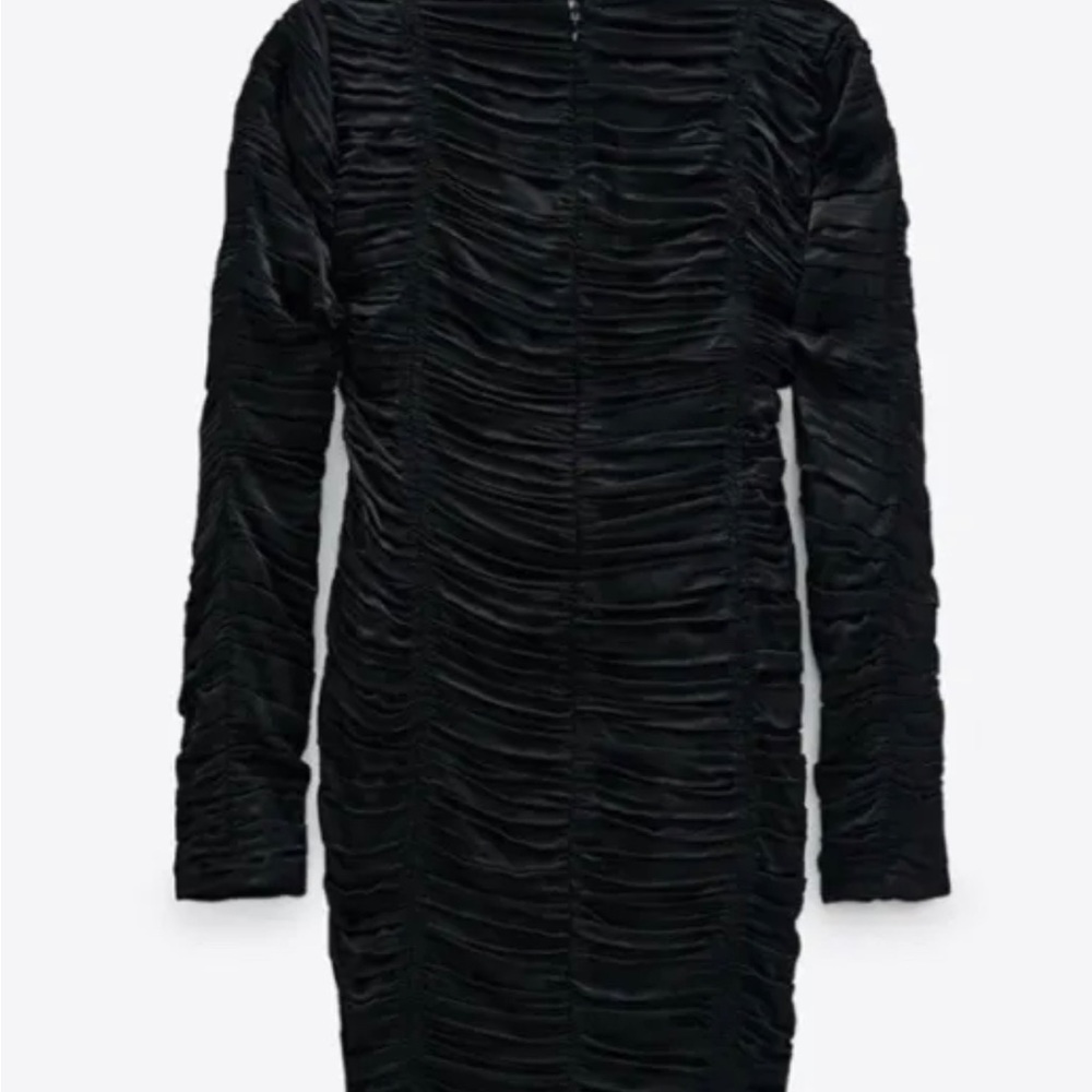 ZARA Limited Edition Satin Ruched Mini Dress - Picture 3 of 10